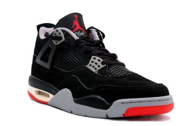 1999 nike jordan 4 retro black cement grey red shoes