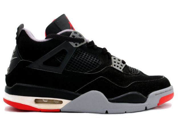 1999 nike jordan 4 retro black cement grey red shoes - Click Image to Close