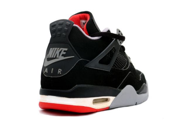 1999 nike jordan 4 retro black cement grey red shoes - Click Image to Close