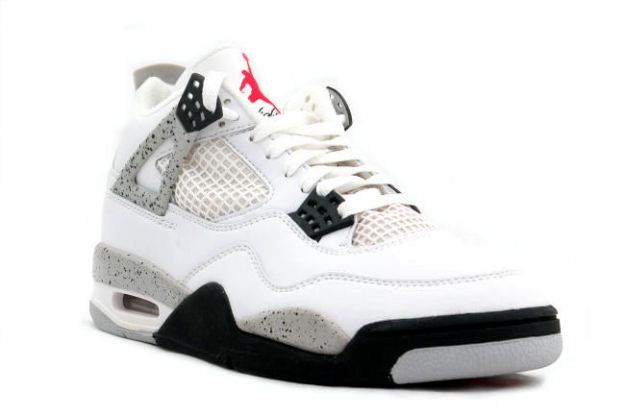 1999 nike jordan 4 retro white black cement grey red jumpman shoes
