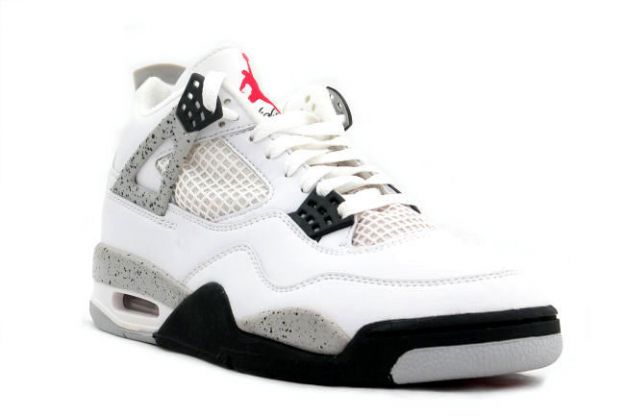 1999 nike jordan 4 retro white black cement grey red jumpman shoes - Click Image to Close