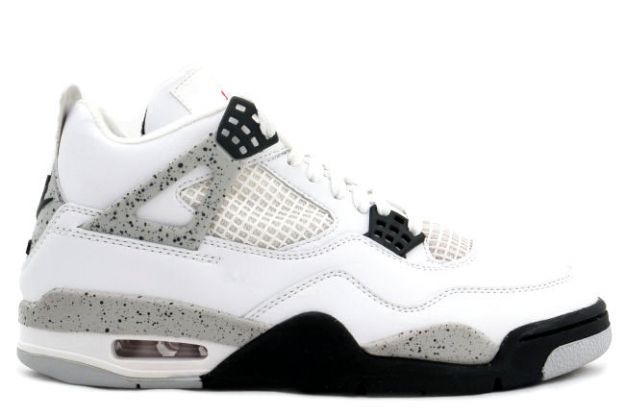 1999 nike jordan 4 retro white black cement grey red jumpman shoes - Click Image to Close