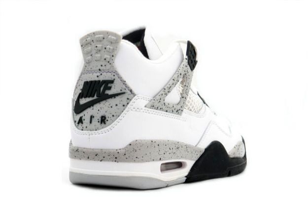 1999 nike jordan 4 retro white black cement grey red jumpman shoes - Click Image to Close