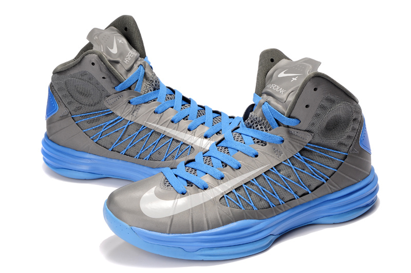 Nike Lunar Hyperdunk X Olympic Grey Baby Blue Blue Logo Shoes