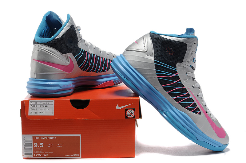 Nike Lunar Hyperdunk X Olympic Grey Blue Black Pink Logo Shoes