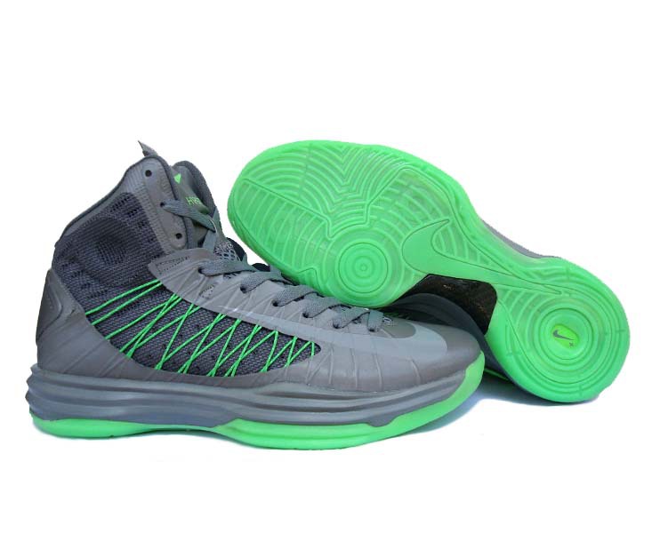 Nike Lunar Hyperdunk X Olympic Grey Green Logo Shoes - Click Image to Close