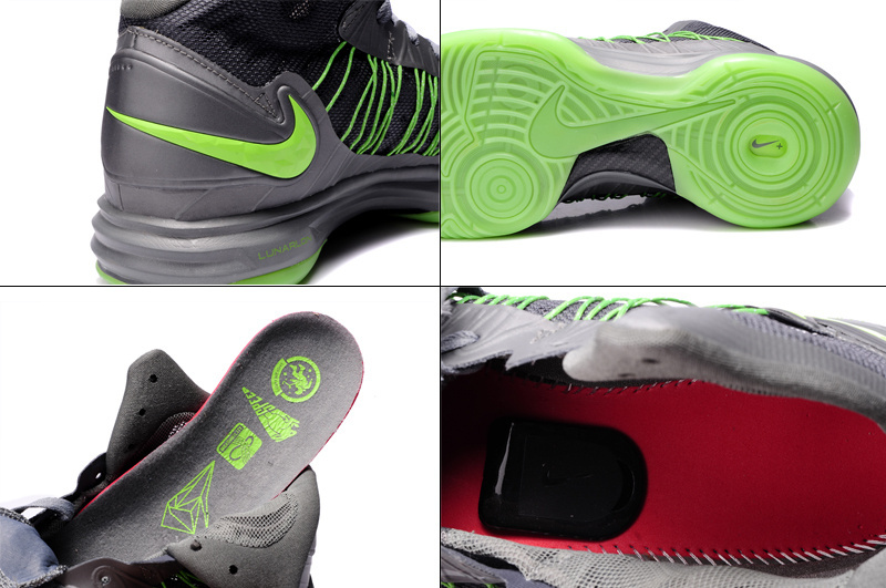 Nike Lunar Hyperdunk X Olympic Grey Green Logo Shoes - Click Image to Close