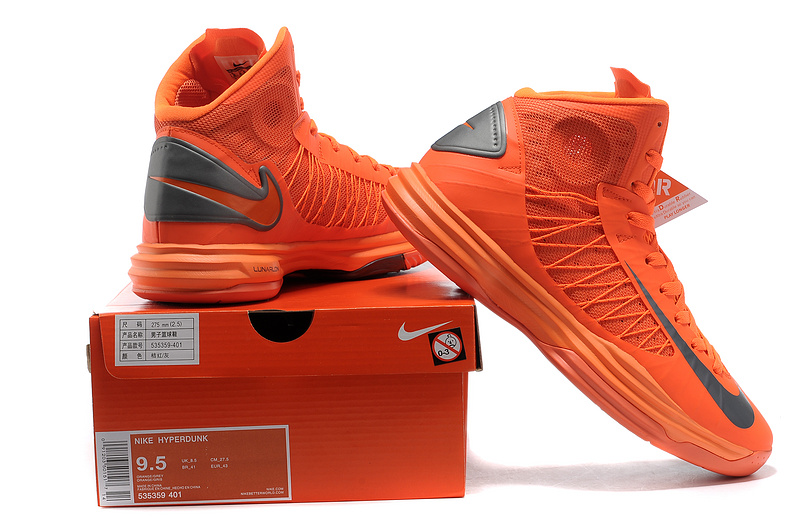 Nike Lunar Hyperdunk X Olympic Orange Black Logo Shoes