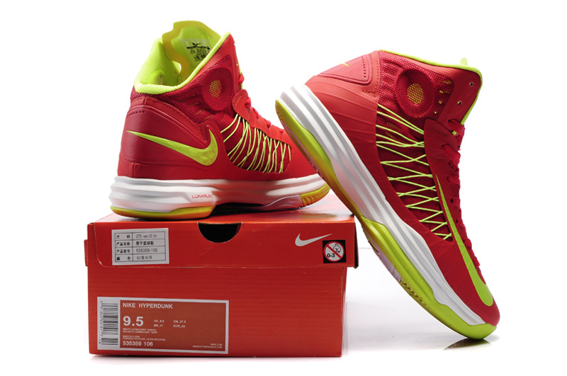 Nike Lunar Hyperdunk X Olympic Red White Green Logo Shoes - Click Image to Close