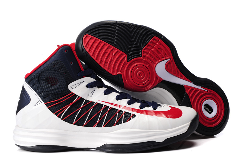 Nike Lunar Hyperdunk X Olympic White Black Red Logo Shoes