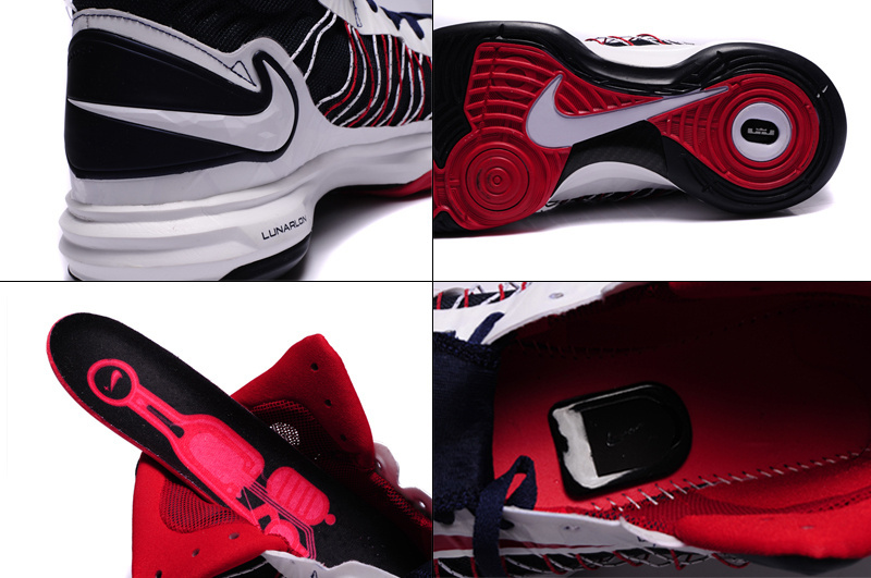 Nike Lunar Hyperdunk X Olympic White Black Red Logo Shoes
