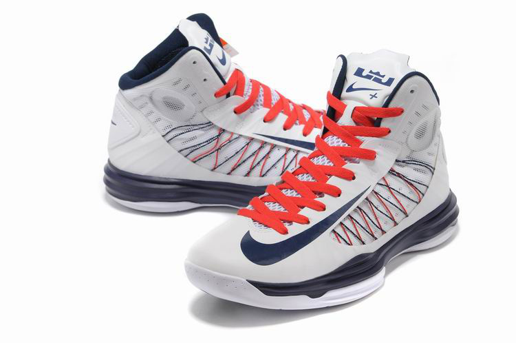 Nike Lunar Hyperdunk X Olympic White Red Blue Logo Shoes