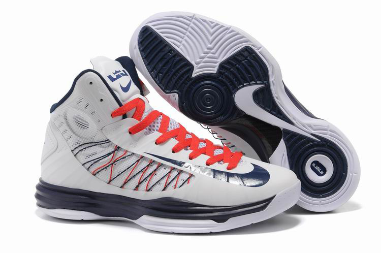 Nike Lunar Hyperdunk X Olympic White Red Blue Logo Shoes