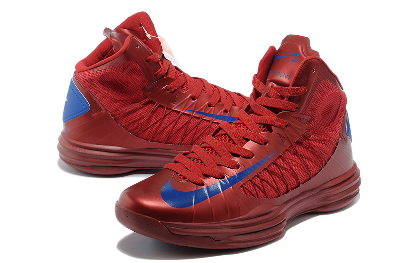 Nike Lunar Hyperdunk X Olympic Wine Red Blue Logo Shoes