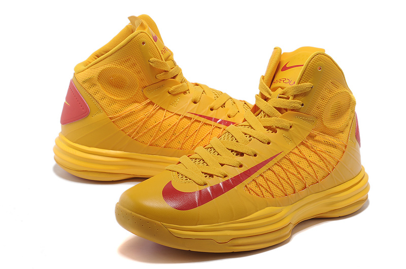 Nike Lunar Hyperdunk X Olympic Yellow Red Logo Shoes