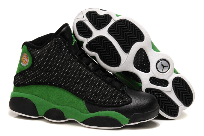 2013 Cool Air Jordan Retro 13 Black Green Shoes