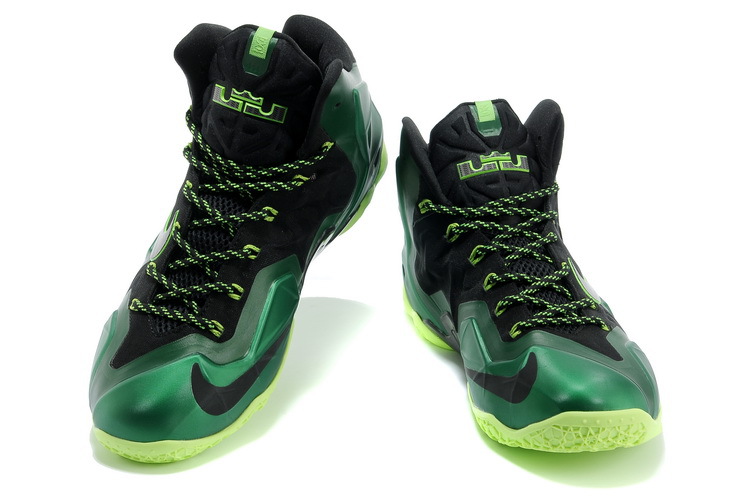 Nike Lebron James 11 Shoes Black Green Yellow - Click Image to Close