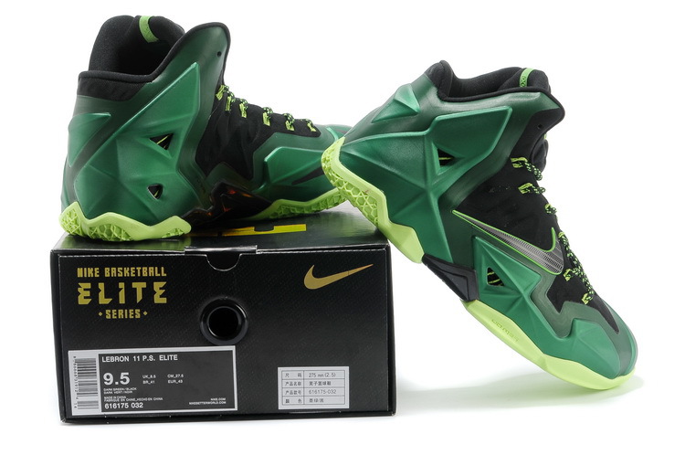 Nike Lebron James 11 Shoes Black Green Yellow
