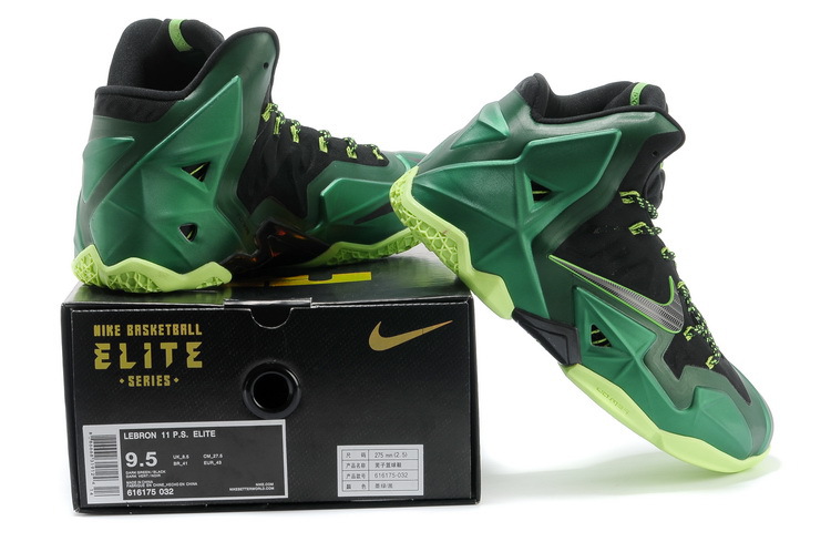 Nike Lebron James 11 Shoes Black Green Yellow - Click Image to Close