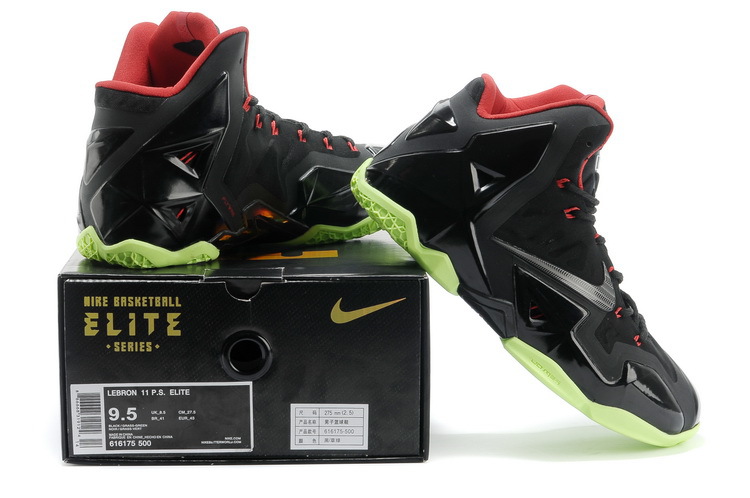 Lebron James 11 Black Red Green Basketball Shoes - Click Image to Close