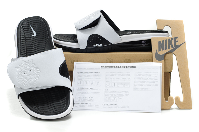 Nike Lebron James Massage Hydro Sandal White Black - Click Image to Close