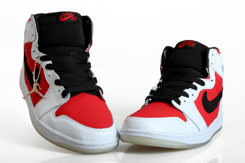 New Air Jordan 1 Retro Shoes Carmine Red White Black - Click Image to Close