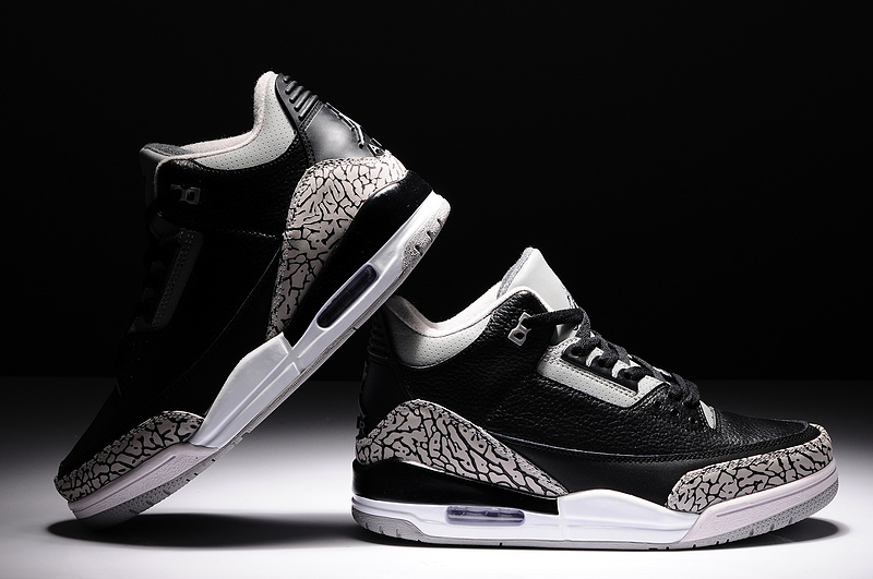 2014 Air Jordan 3 Retro Basketball Shoes Black Grey White