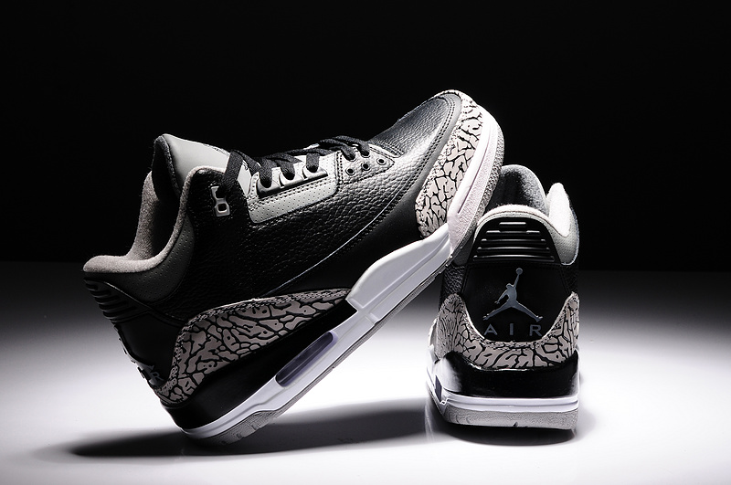 2014 Air Jordan 3 Retro Basketball Shoes Black Grey White - Click Image to Close