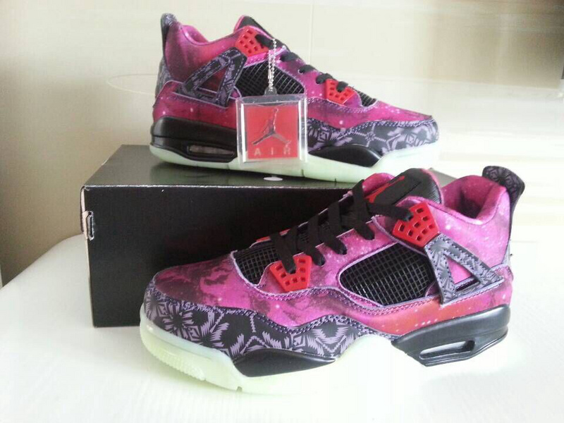 2014 Air Jordan 4 Retro Purple Starry Sky Black Shoes - Click Image to Close