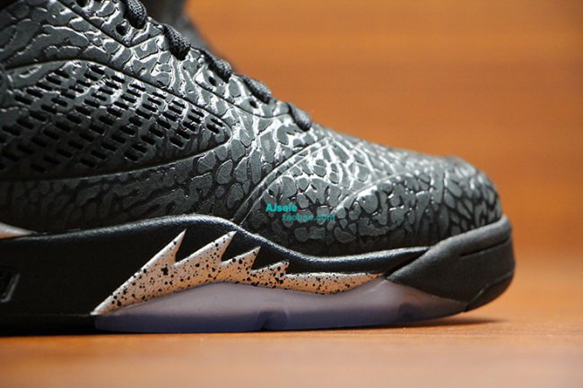 2014 Cheetah Print Jordan 5 Basketball Shoes Black White