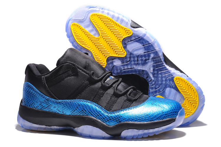 Nike Jordan 11 Low Basketball Shoes Black Blue Yellow