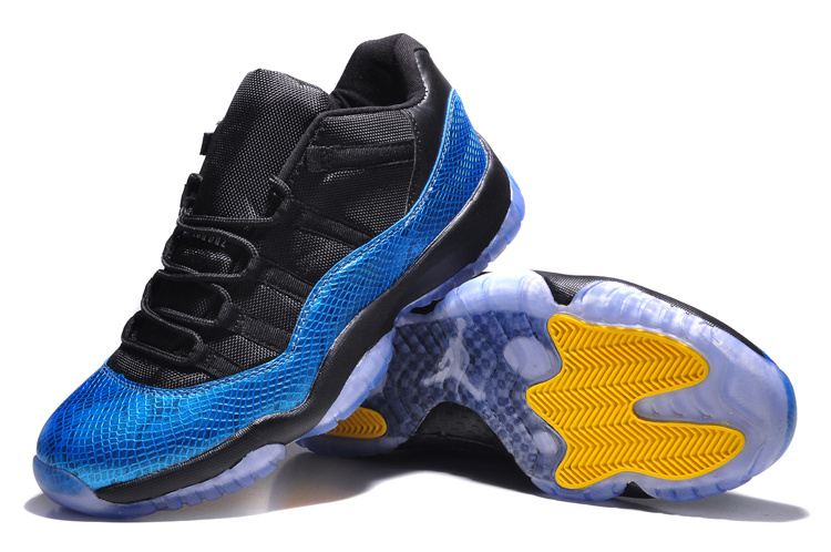 Nike Jordan 11 Low Basketball Shoes Black Blue Yellow - Click Image to Close