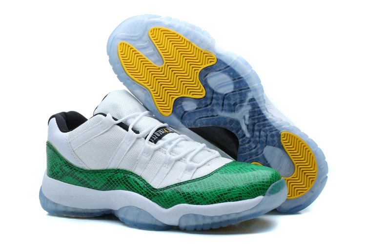 Nike Jordan 11 Low Basketball Shoes White Green - Click Image to Close