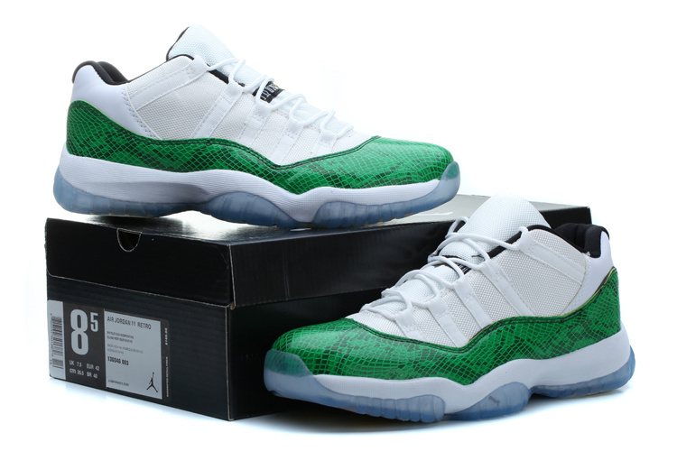 Nike Jordan 11 Low Basketball Shoes White Green - Click Image to Close