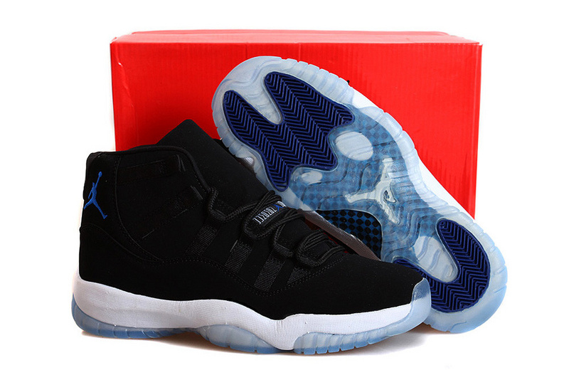 Nike Jordan 11 Retro Shoes Black White Blue - Click Image to Close