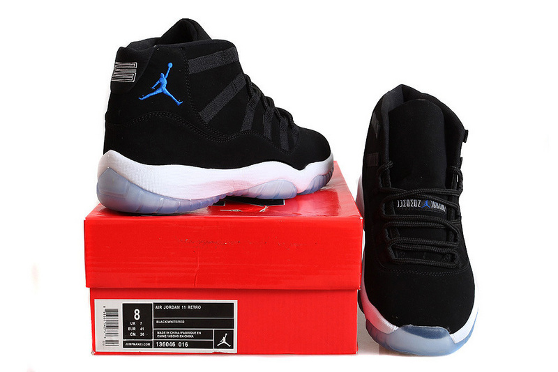 Nike Jordan 11 Retro Shoes Black White Blue - Click Image to Close