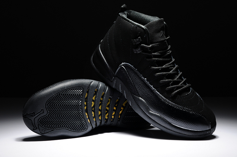 Nike Air Jordan 12 Retro Basketball Shoes All Black - Click Image to Close