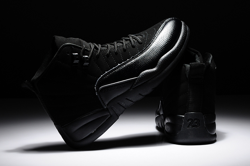 Nike Air Jordan 12 Retro Basketball Shoes All Black - Click Image to Close