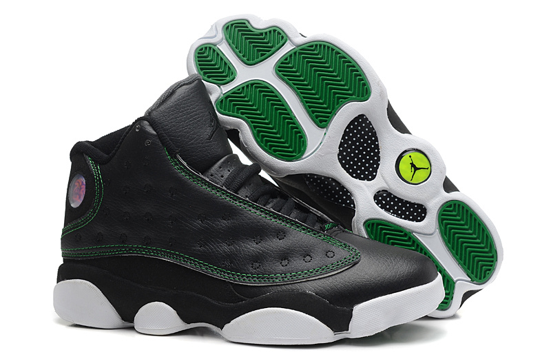 2014 Jordan 13 Retro Basketball Shoes Black Green White