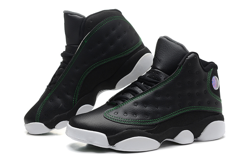 2014 Jordan 13 Retro Basketball Shoes Black Green White