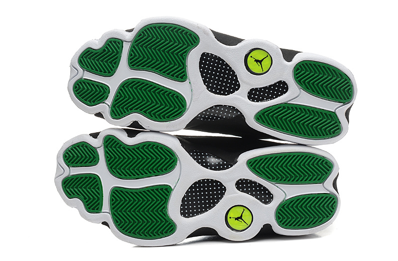 2014 Jordan 13 Retro Basketball Shoes Black Green White - Click Image to Close