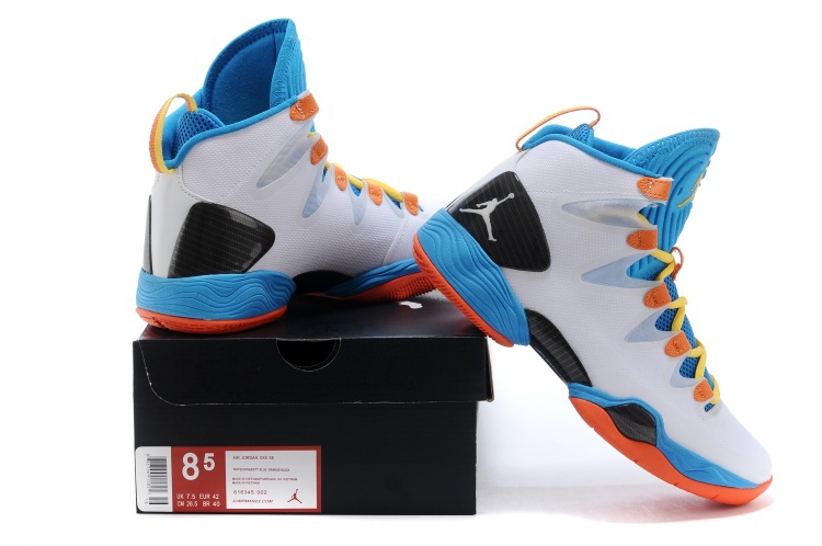 2014 Nike Jordan 28 SE Basketball Shoes White Blue Orange Black Yellow - Click Image to Close