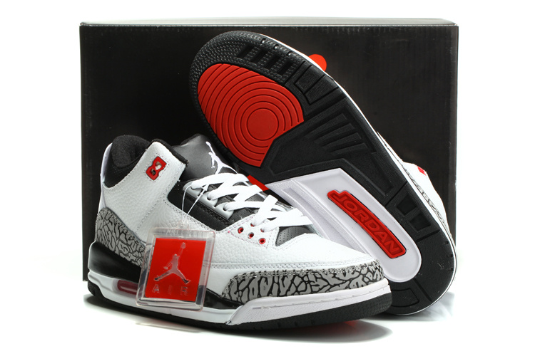 2014 Nike Jordan 3 Retro Shoes White Black Grey Cement - Click Image to Close