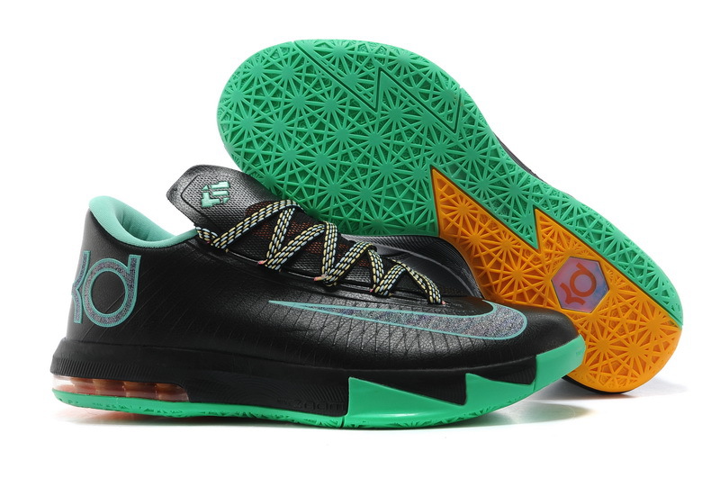 Latest Kevin Durant 6 Black Green Basketball Shoes - Click Image to Close