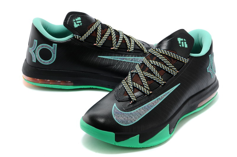 Latest Kevin Durant 6 Black Green Basketball Shoes - Click Image to Close
