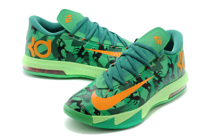 Nike Kevin Durant 6 Green Orange Basketball Shoes - Click Image to Close