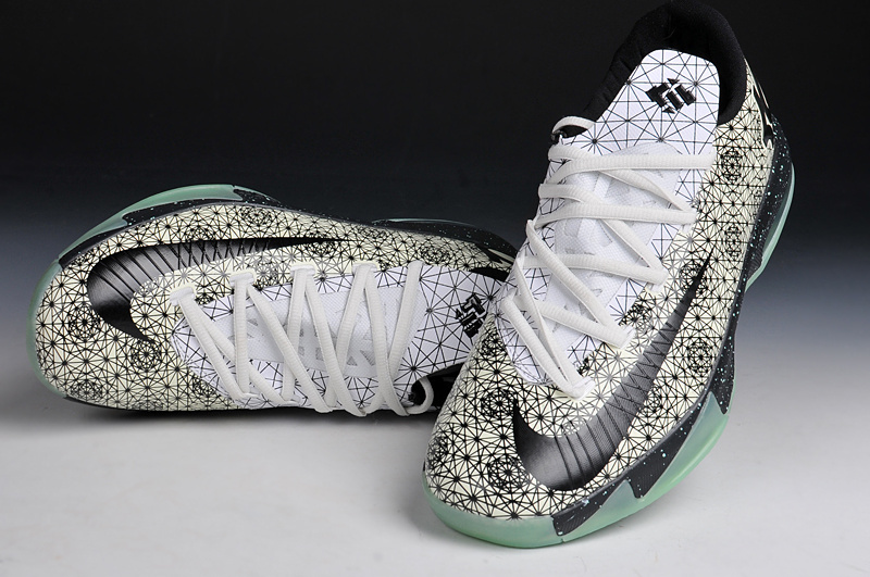 New Nike Kevin Durant 6 White Black Green Shoes - Click Image to Close