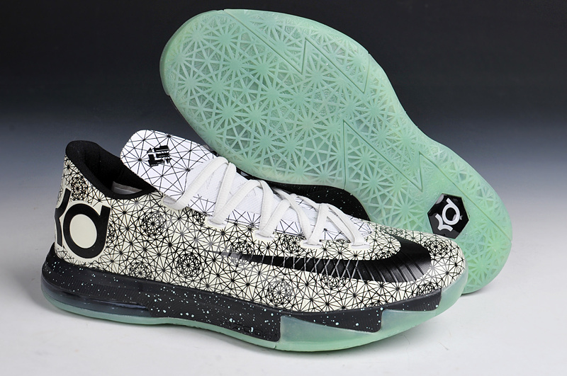 New Nike Kevin Durant 6 White Black Green Shoes - Click Image to Close
