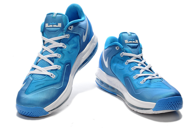 Newest Nike Lebron James 11 Low Light Blue White - Click Image to Close