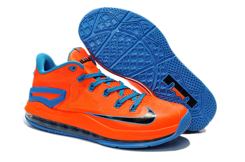 Newest Nike Lebron James 11 Low Orange Blue - Click Image to Close